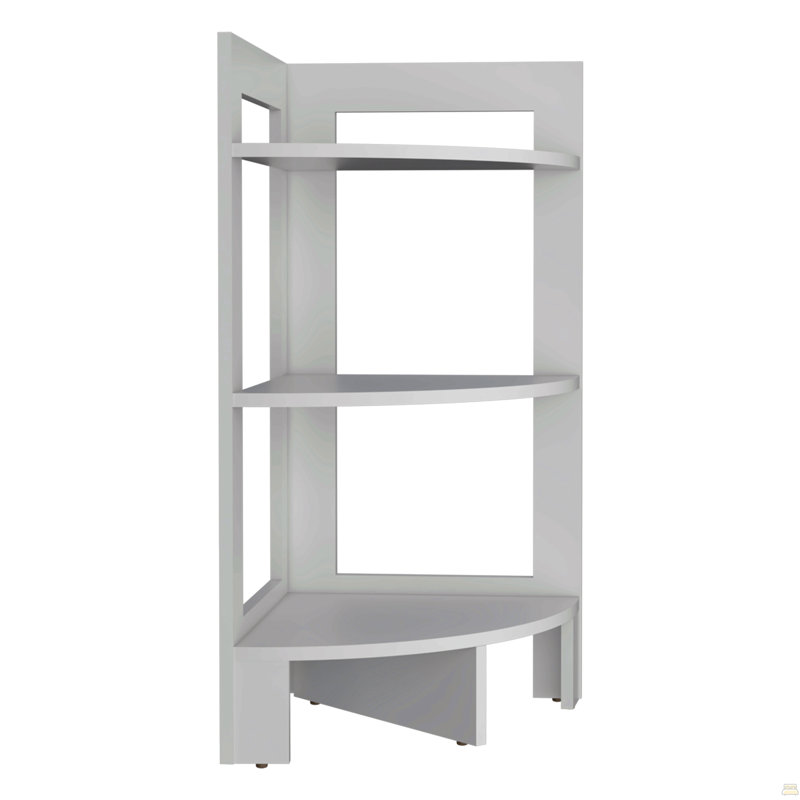 Table de coin avec tablette à 3 niveaux, table d'appoint et table de bout avec plateau, Blanc