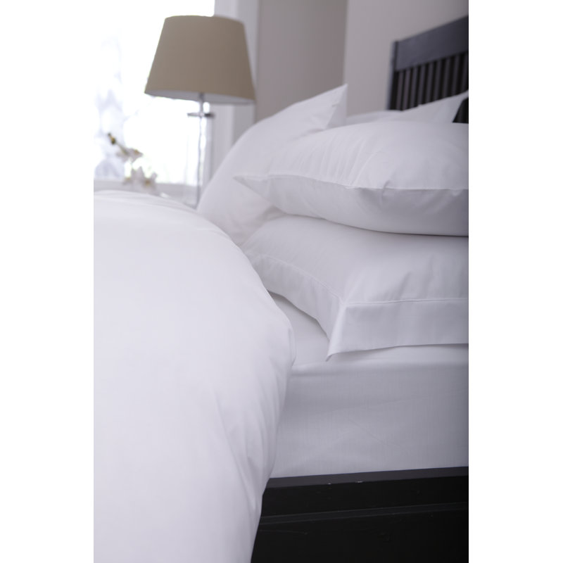 Percale Fitted Sheet, White, Double (4'6)