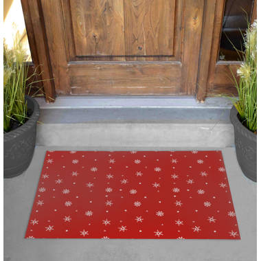 Nakke Black with White Polka Dots Indoor/Outdoor Layering Doormat Latitude Run