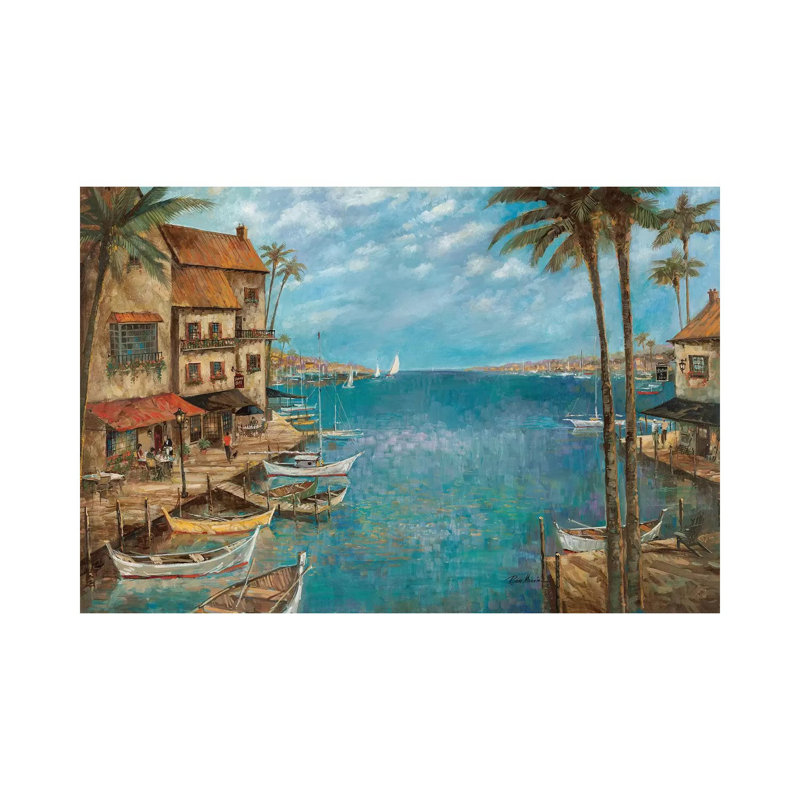 "Méditerranée splendeur" par Ruane Manning - reproduction d'art, H 18 po x l 26 po x P 1,5 po, Toile tendue, Aucun mat