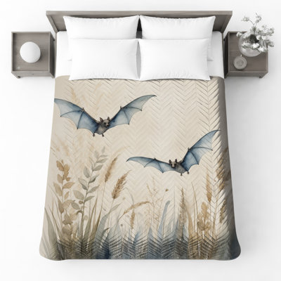Ensemble de couvre-lit matelassé Flying Bats In Field