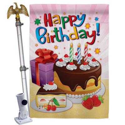 Ensemble de drapeaux en polyester 40 po x 28 po Happy Birthday