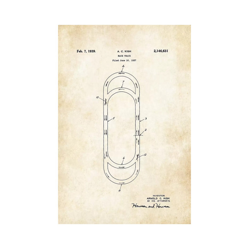 Auto Race Track (1939) by Patent77 - Wrapped Canvas Print, 30.48 cm H x 45.72 cm W