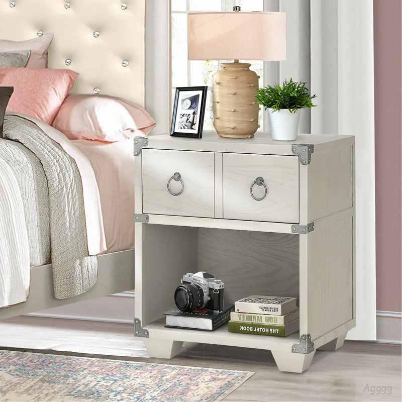Grey 1-drawer Nightstand