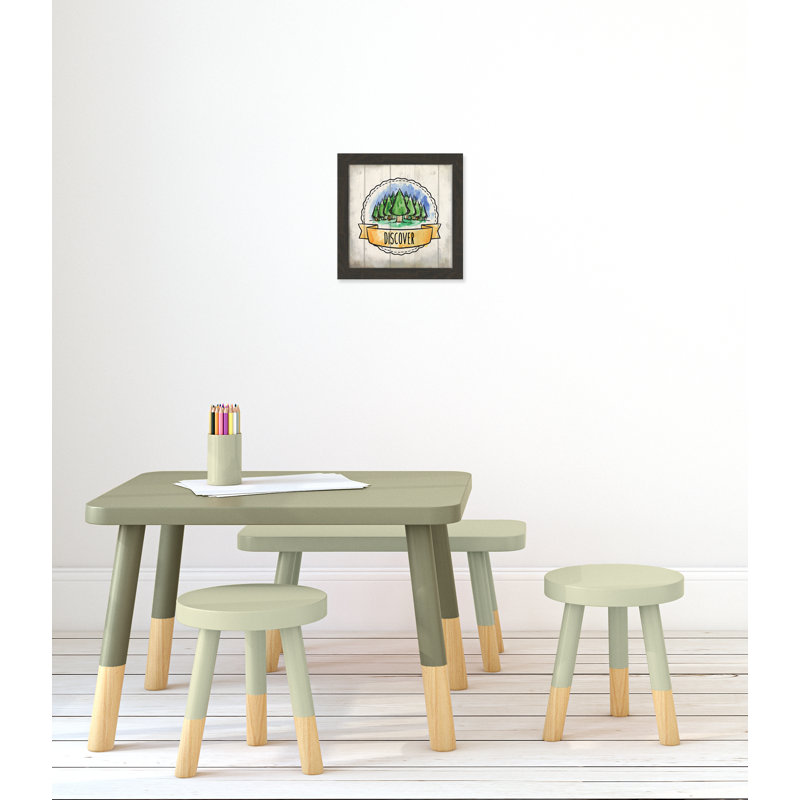 «Adventure is out There», art encadré 3, H 12 po x l 12 po x P 0,6 po, Cadre plat à grain de bois noir