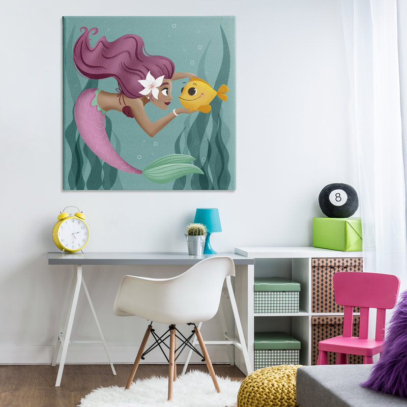 «Mermaid & Fish Friends», toile par Sarah Hickman, H 36 po x l 36 po