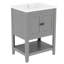 Lavabo de salle de bain moderne élégant en céramique 24 po avec tablette ouverte en bois massif-2129670704