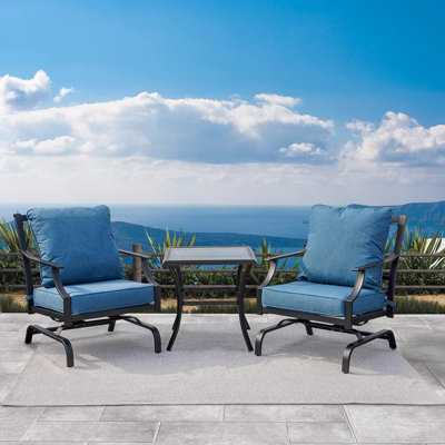 Olilawn Rocking Chairs Patio Chairs Bistro Sets Conversation Chair Set Indoor Outdoor Chat Set Motion Chair A Comfortable Shake of 5-10° Unique Design Patio Set with Cushions 3-Piece