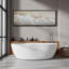 «Neutral Ocean Wave», toile encadrée - art marin côtier beige et blanc-115165342-115165341