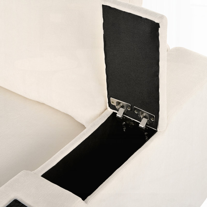 Upholstered Modular Sofa with with Storage Space, USB Charge Ports,Wireless Charging and Built-in Bluetooth Speaker in Arm