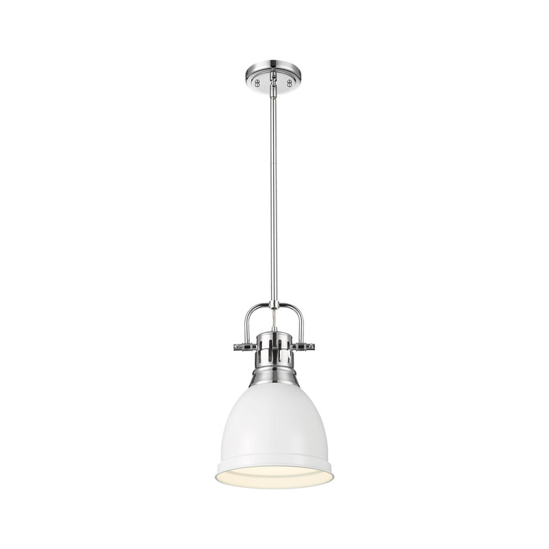 Petit luminaire suspendu avec tige Aljona, H 14,25 po x l 8,875 po x P 8,875 po, Blanc, Chrome