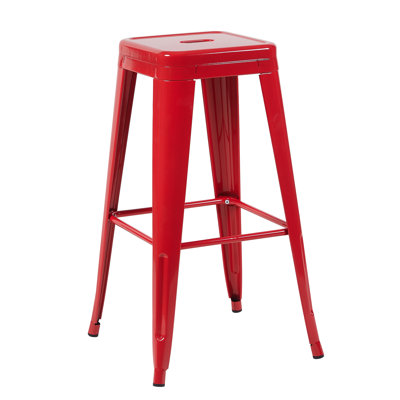 Tabouret de bar en métal de 30 po sans dossier à hauteur de comptoir de 30 po, non empilable, à assemblage rapide et stable pour îlot de cuisine, bar et salle à manger - Résistant à la rouille - déformation rouge