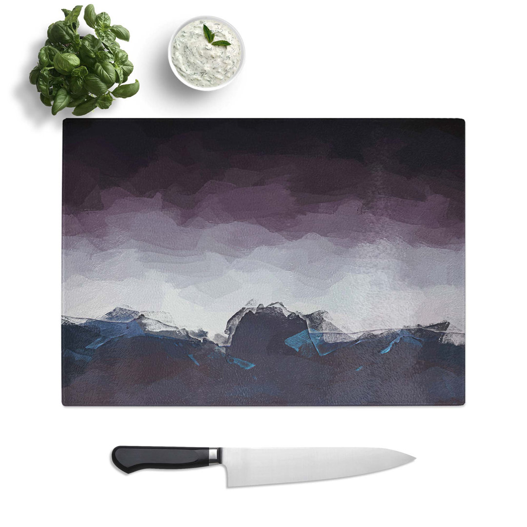 Glass Dusky Mountains in Abstract Chopping Board