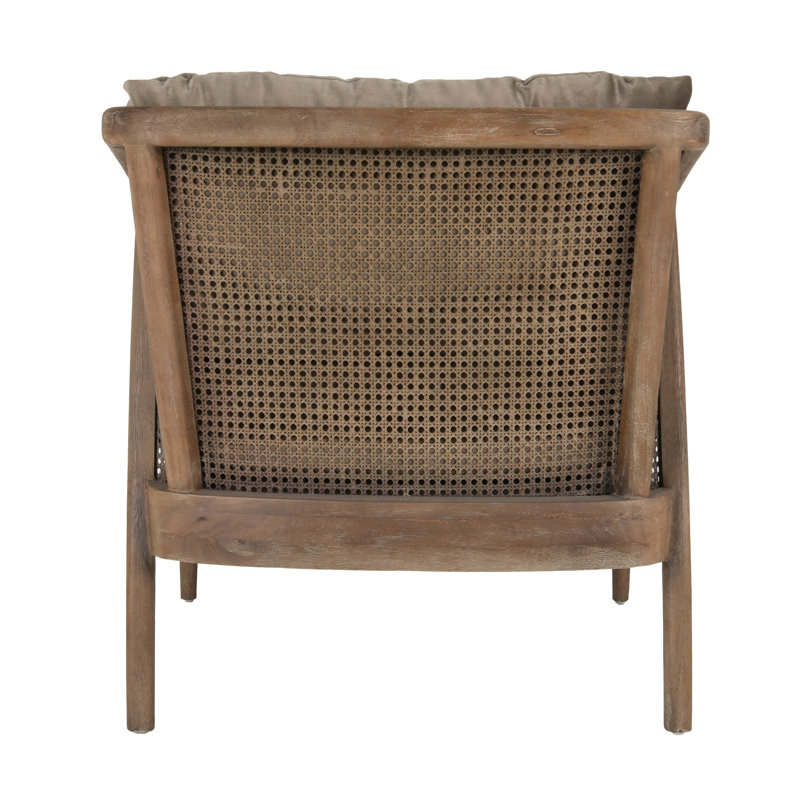 Handcrafted Brown Velvet and Wood Accent Chair