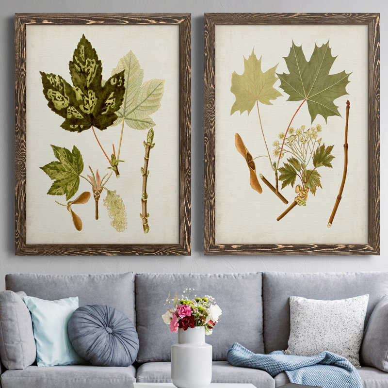 Feuilles antiques, toile encadrée de qualité supérieure, prête à être accrochée, H 31,5 po x l 23,5 po x P 1 po