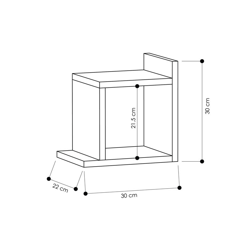 2 Piece Square Floating Shelf, Oak