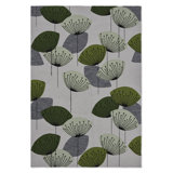 Floral Area Rug in Green/Gray/White