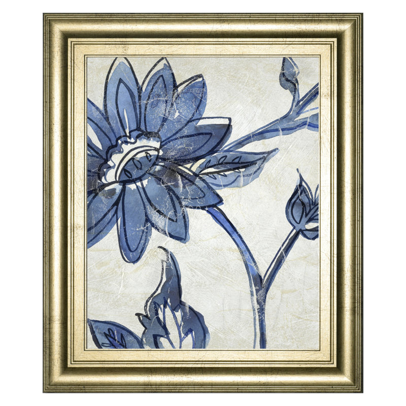 Art mural Blue Bloom - 22 po x 26 po - Cadre doré