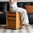 Solid Cherry Wood Modern End Table with Wheels-2140443273