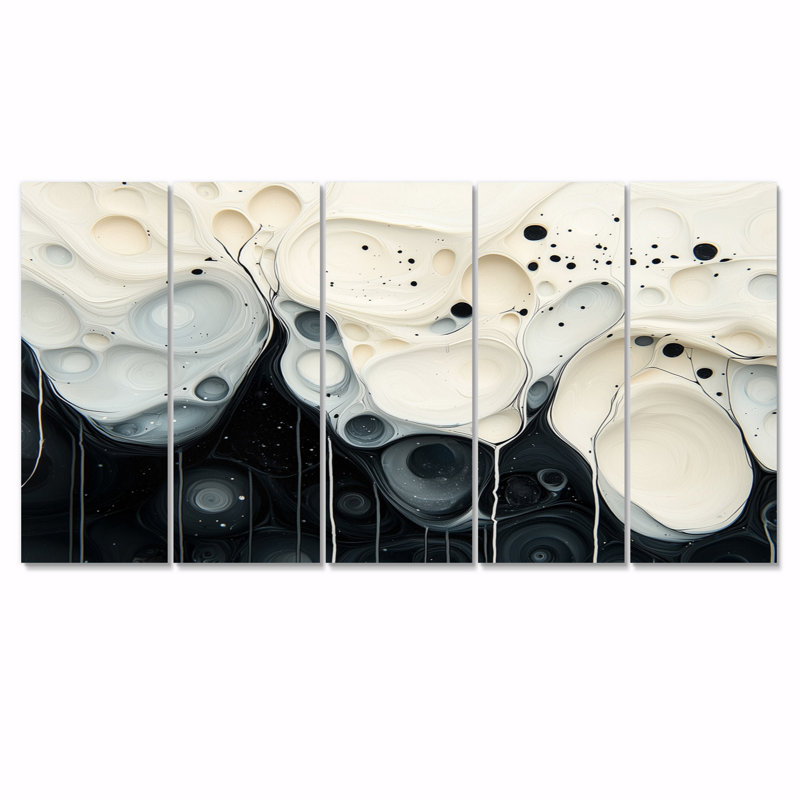 «Black Wave», art mural moderne, H 28 po x l 60 po, 5