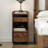 Modern Minimalist Walnut-Coloured Pine Sofa Side Table with Casters