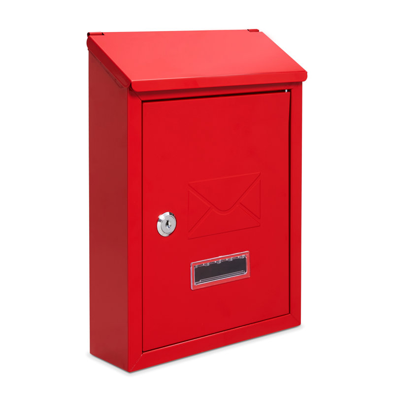 Celes Steel Wall Mounted Post Box, Red