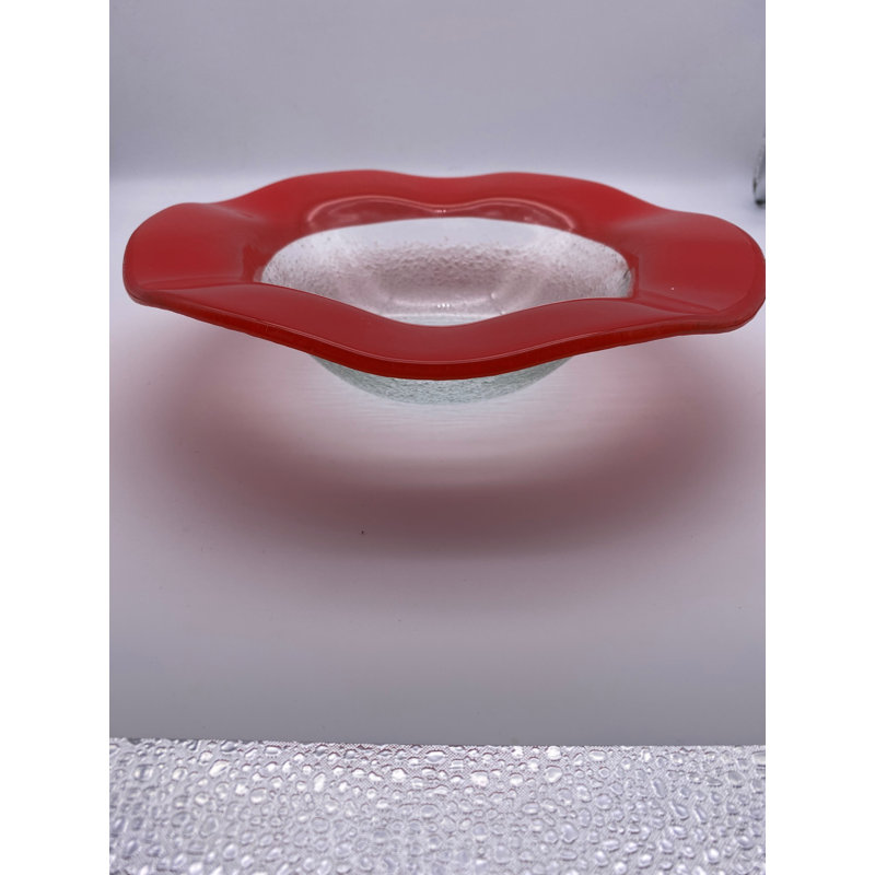 Alban 26cm Dessert Plate, Clear/Red