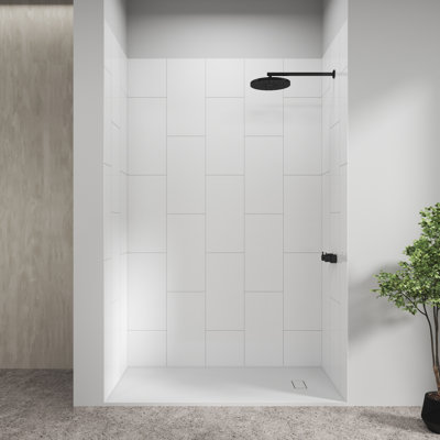 60" W x 32" D Matte White SMC 3-Piece Bathtub Shower Wall Panel Surround Set