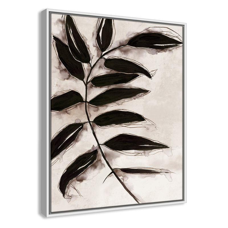 Feuilles II - Toile à cadre flottant, H 29,5 po x l 23,5 po x P 2 po, Cadre blanc