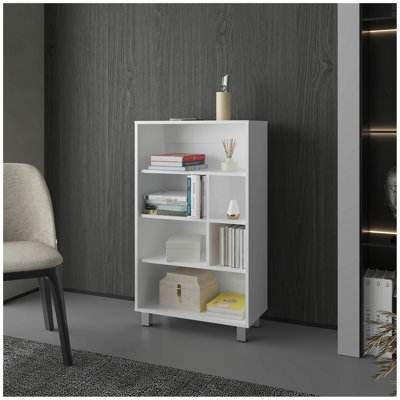 Charco Bookcase In Melamine With Six  Shelves, Black