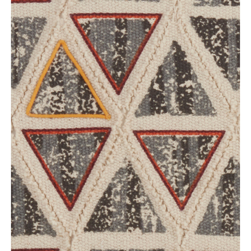 Multi-Color Cotton Triangle Embroidered Square Throw Pillow