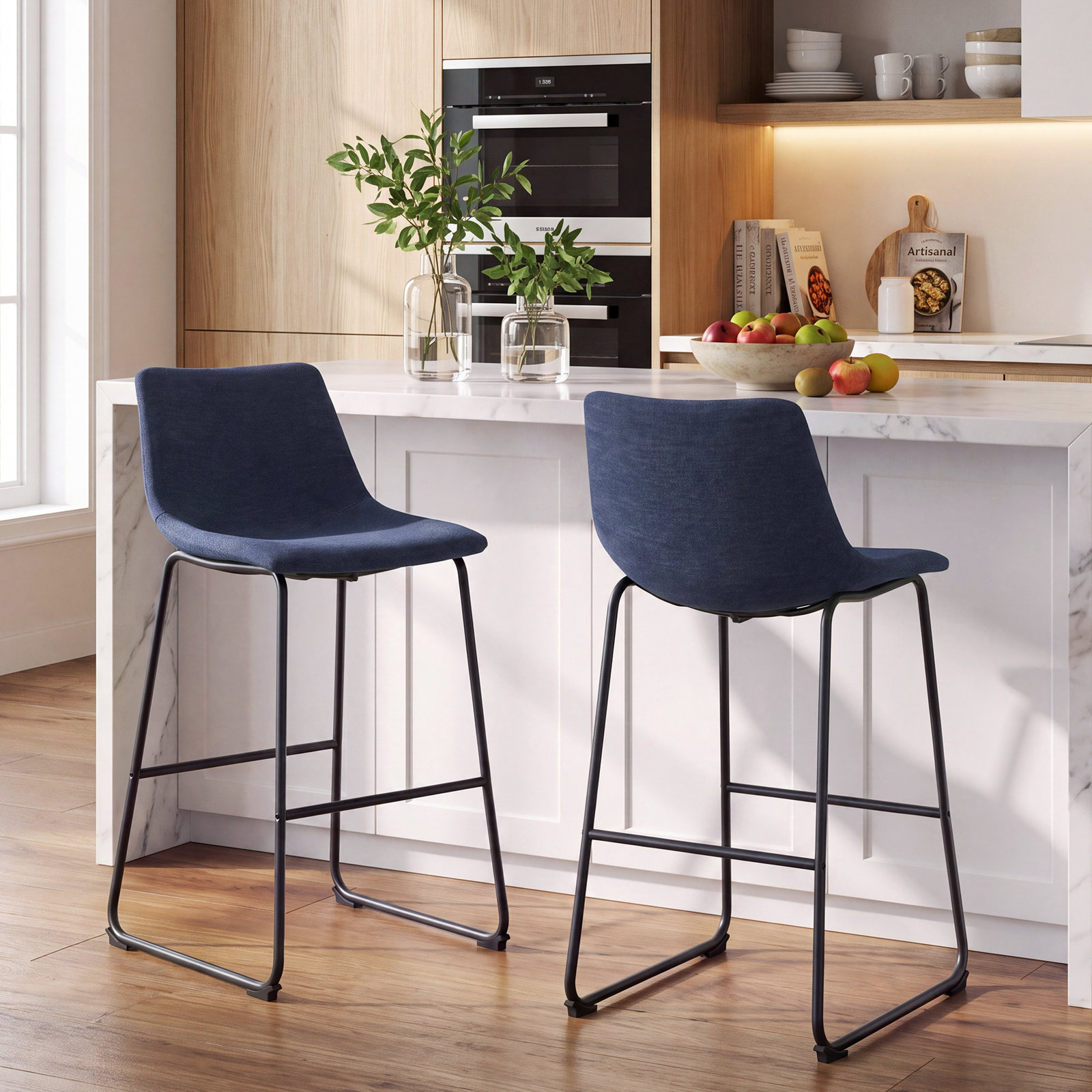 Anke Bar and Counter Stool, Bar Stool (29" Seat Height), Blue