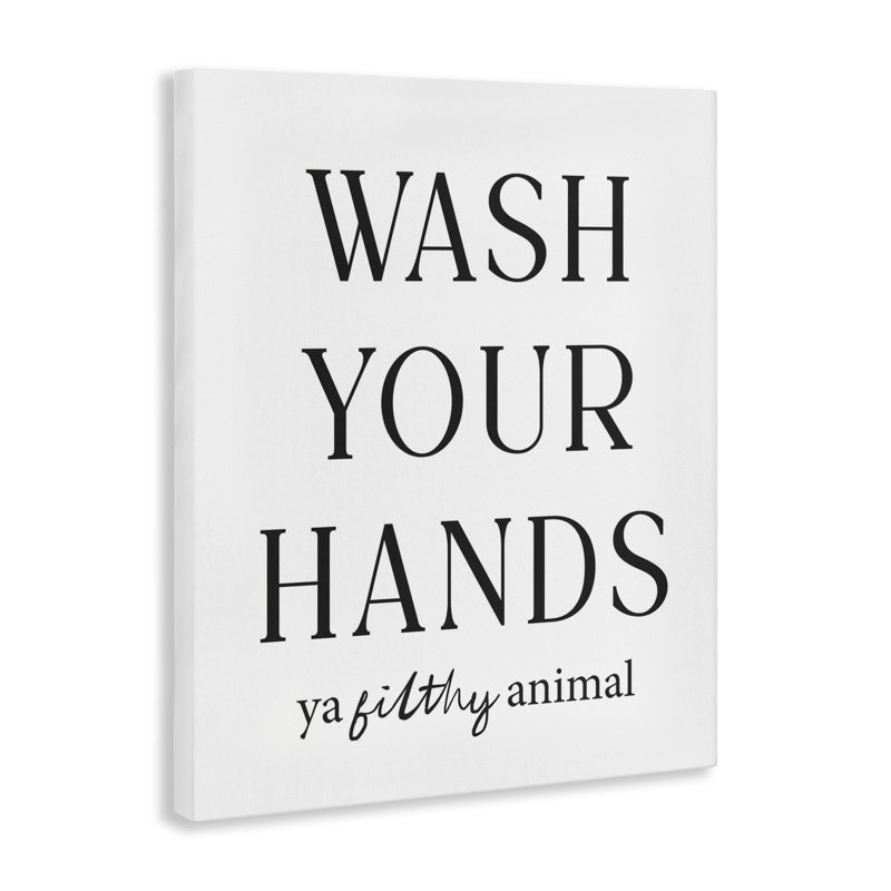 «Wash Your Hands», toile rappelée par des lettres et des lignes, 30" H x 24" W
