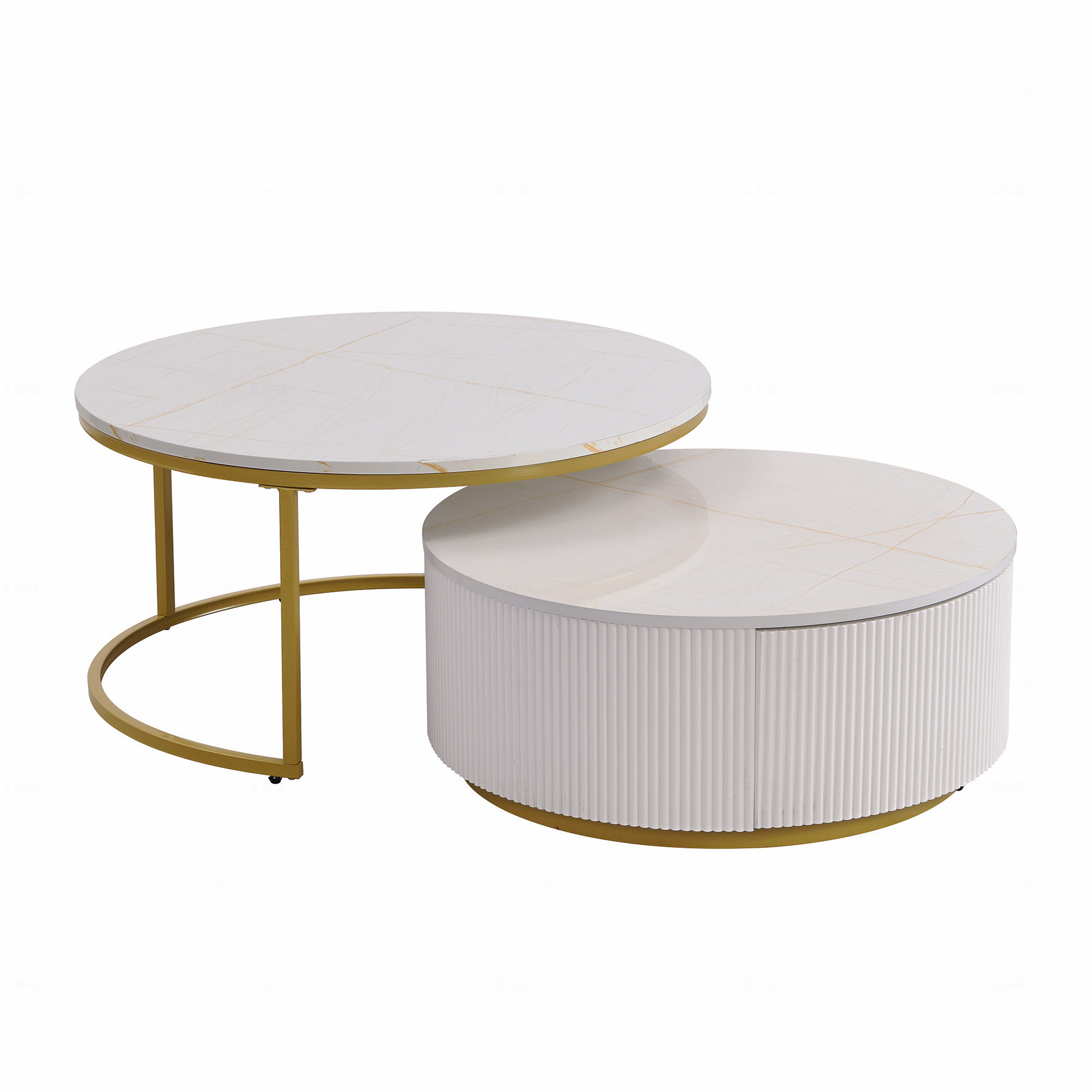 Mercer41 Modern Round Nesting Coffee Table Fluted With Drawer | Wayfair