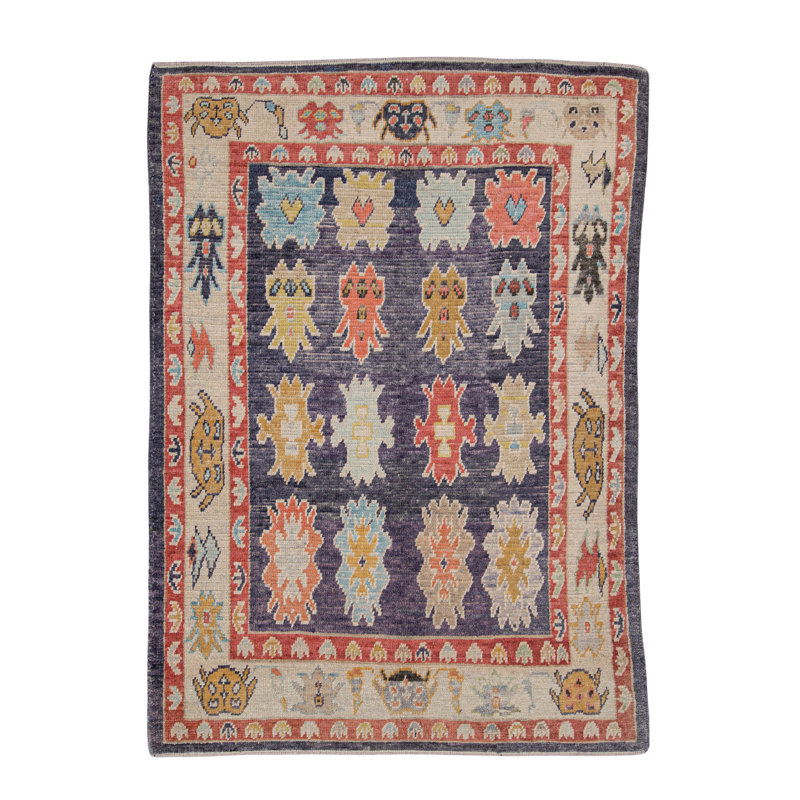 Tapis turc Oushak fait à la main 5 pi 7 po x 7 pi 10 po