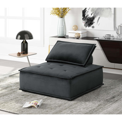 Chaise longue sans accoudoirs en velours noir Anna Anna