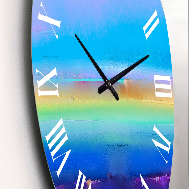 Paysage au coucher du soleil, impression d'été - horloge murale moderne, Petit