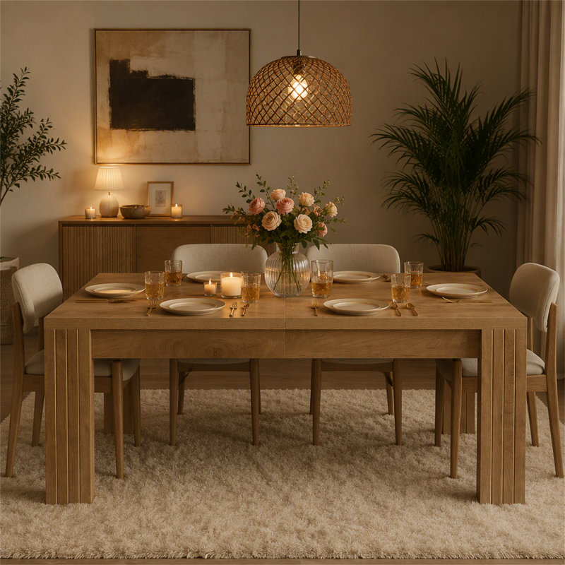 78.7" Dining Table, Rectangle Kitchen Dinner Table For 6