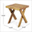 Table d'appoint rustique en bois d'acacia à finition sablée avec base en croix classique pour l'extérieur