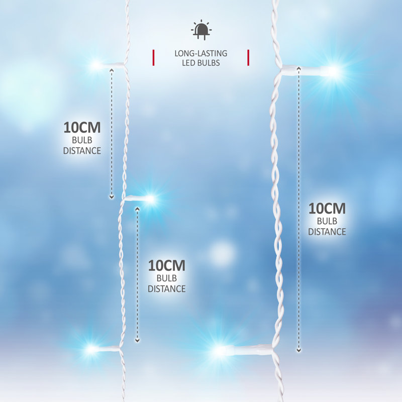 NETTA Icicle Fairy Christmas Lights - 480 LED / 15M Lit-Length, Cool White