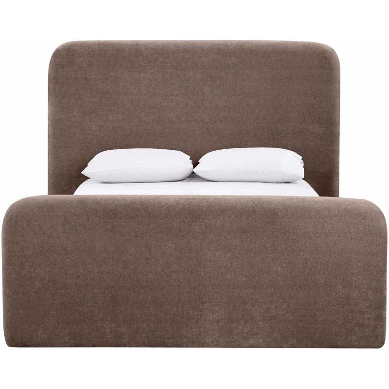 Fira Daliah Chenille Fabric Upholstered Bed, Brown Chenille Fabric, Full / Double