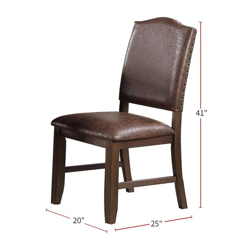 Ensemble de 2 chaises d'appoint en similicuir brun / rustique au fini classique espresso Classic Design