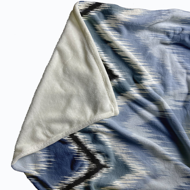 Salome Chevron Blanket, Blue/Black/White
