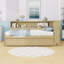 Lit de jour double en bois avec couchette simple et tablettes avec portes coulissantes