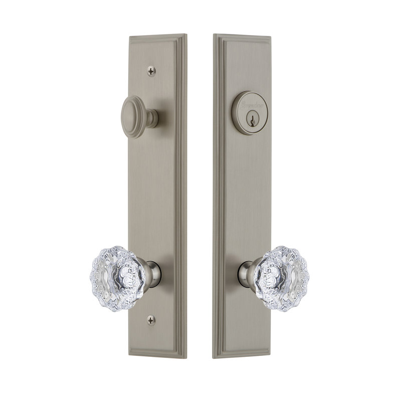 Ensemble d'entrée haut Carré, Nickel satiné, 2.75"