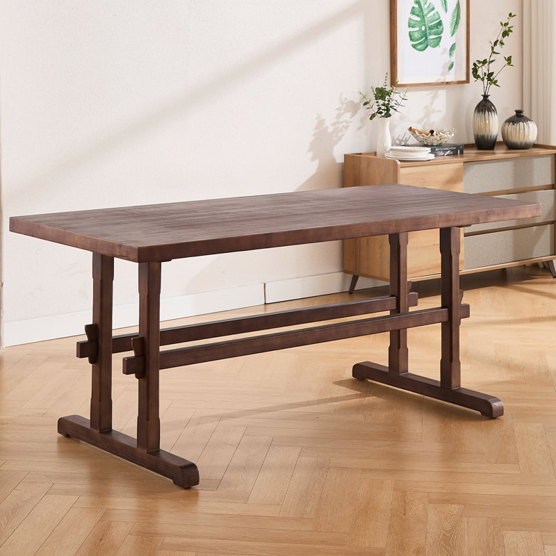 69" 6-Person Solid Wood Rectangular Dining Table, Walnut