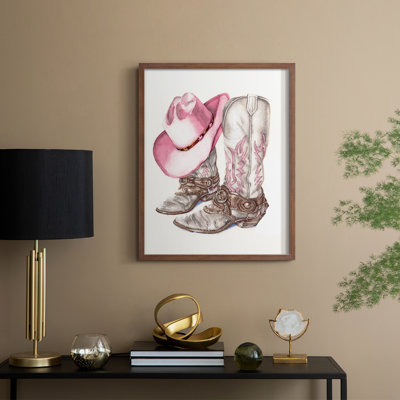 Her Cowboy Boots Framed Print - Solid Wood