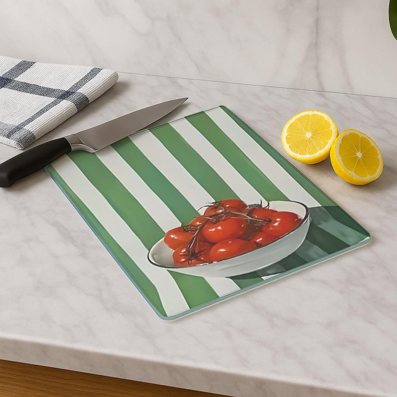 Premium Tempered Glass Cutting Board, 11.8 x 15.7 inches | 100% Antibacterial, Easy Clean Design with Non-Slip Silicone Feet | Ideal for Safe Food Preparation in Kitchen, Stylish & Functional