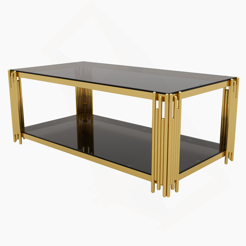 Table basse moderne rectangulaire noire, miroir, Noir
