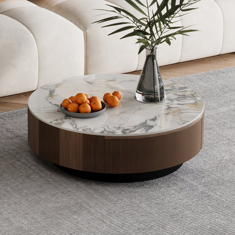 Round Faux Marble Coffee Table